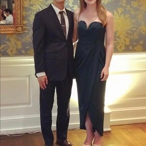 Shona Joy tulip hem dress dark green